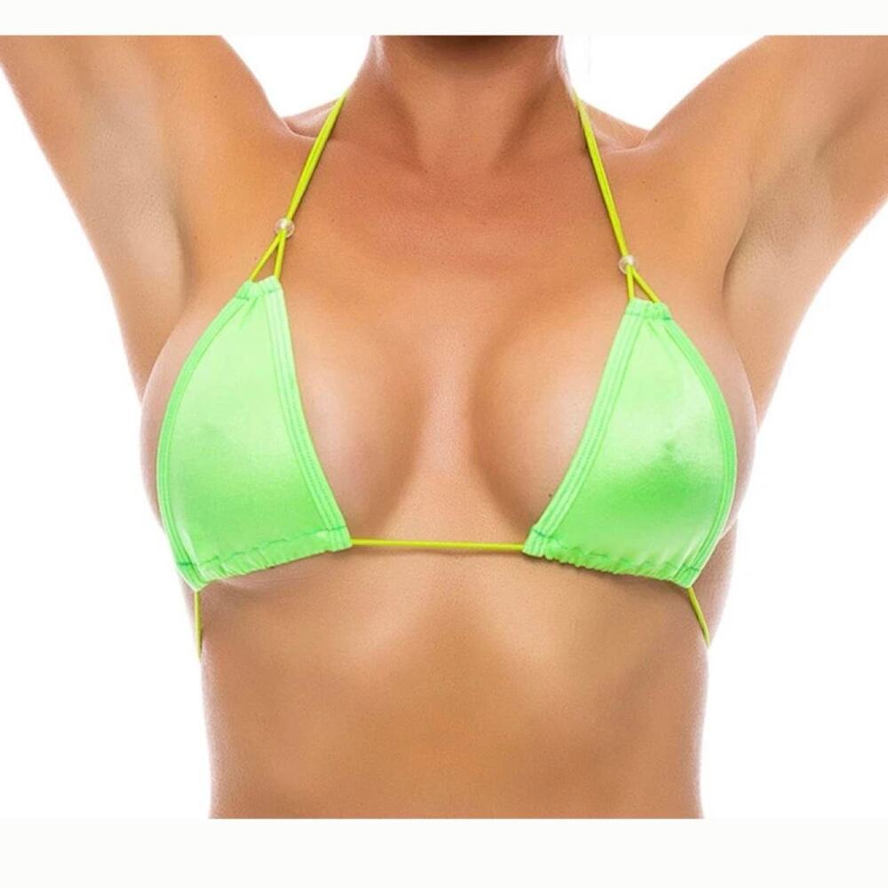 BodyZone Thin Strap Beaded Triangle Bikini Top and Thong